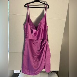 NWTS superdown Satin Cowl Slip Dress - Magenta